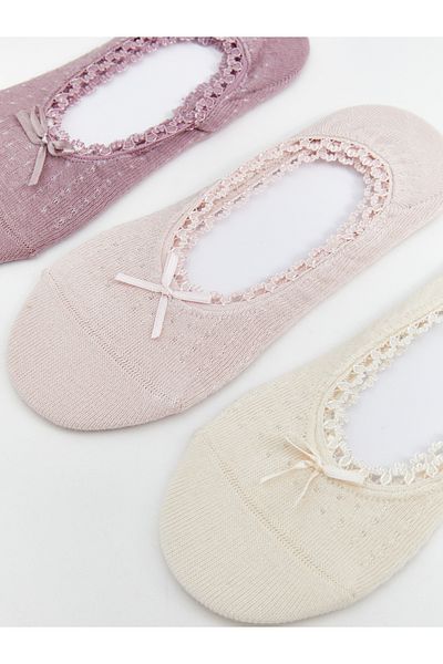 LC Waikiki Bow Detailed Women's Ballerina Socks 3-Piece