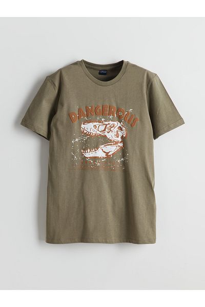 LC Waikiki Crew Neck Dinosaur Printed Boys' T-Shirt