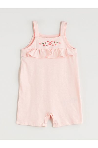 LC Waikiki Square Neck Strap Floral Baby Girl Jumpsuit