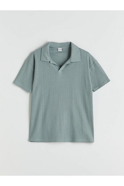 LC Waikiki Polo Neck Textured Boy's T-Shirt