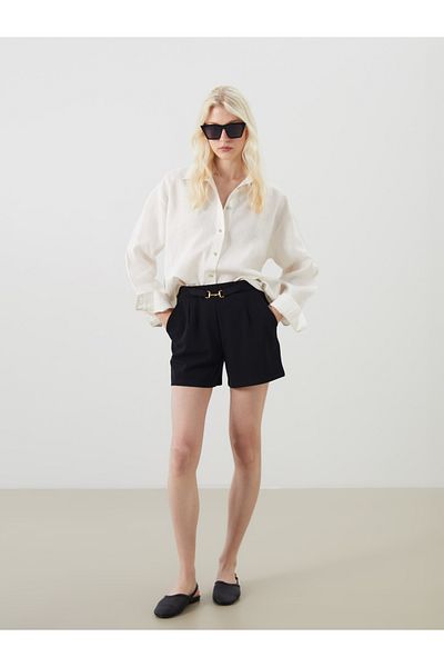 LC Waikiki Women's Pleated Shorts with Belt