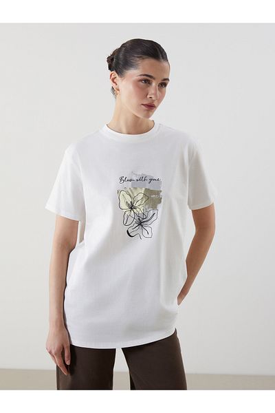 LC Waikiki Crew Neck Printed Oversize Women's T-Shirt