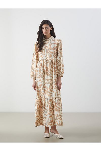 LC Waikiki Πουκάμισο με μοτίβο με μπαλόνι μανίκια Fold Dress