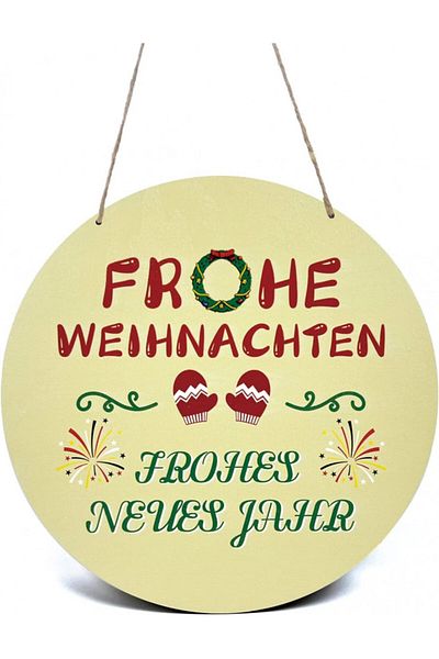 Mak store Makstore Christmas door decoration, wood, multicolor, 30 x 30 cm