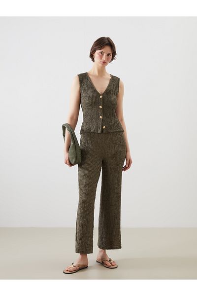 LC Waikiki Elastic Waist Textured Women's Trousers