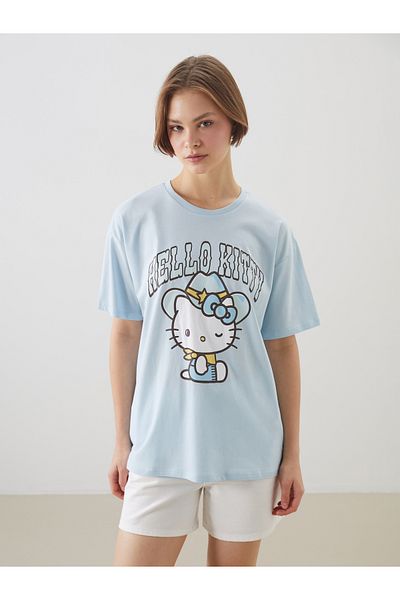 LC Waikiki Γυναικείο μπλουζάκι με λαιμόκοψη Hello Kitty με στάμπα