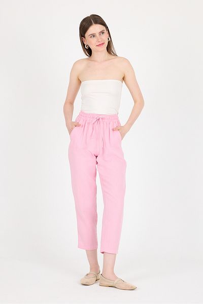 Rays Pink Muslin 100% Cotton Elastic Waist Trousers 8055A