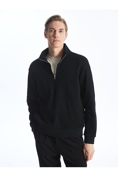 LC Waikiki Black Stand Collar Men's Sweatshirt