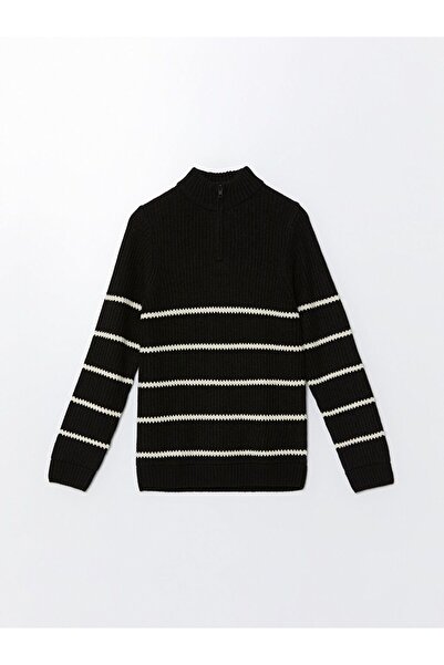 LC Waikiki Pulover tricot pentru băiat cu guler înalt negru