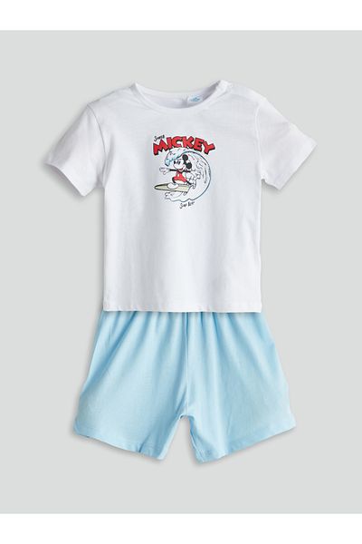 LC Waikiki Mickey Mouse Printed Baby Boy T-Shirt and Shorts 2-Piece