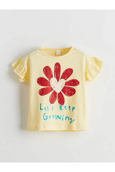 LC Waikiki Crew Neck Floral Girl's T-Shirt