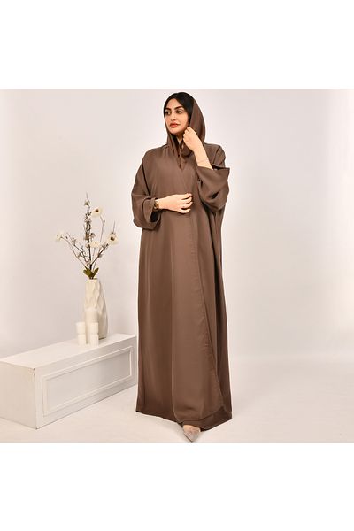 Beyond Brown wrap abaya with summer fabric