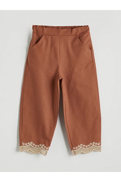 LC Waikiki Girl's Linen Trousers with Elastic Waist