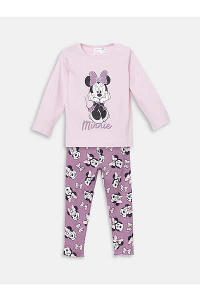 LC Waikiki Crew Neck Minnie Mouse Printed Baby Girl Pajama Set