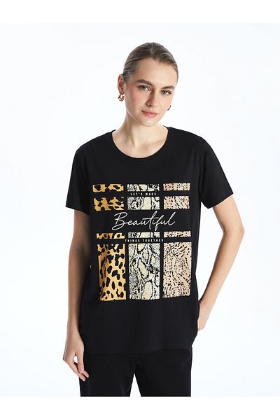 LC Waikiki Tricou de damă cu imprimeu cu gât crew