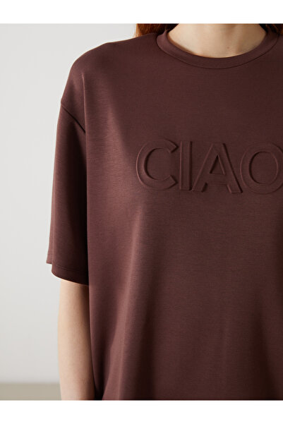 LC Waikiki Γυναικείο μπλουζάκι με στάμπα με λαιμόκοψη