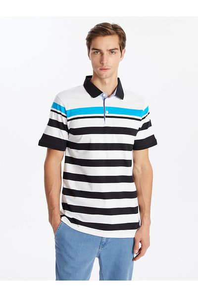 LC Waikiki Tricou pentru bărbați cu mânecă scurtă cu gât polo în dungi