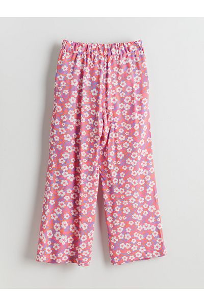 LC Waikiki Elastic Waist Floral Girls Trousers