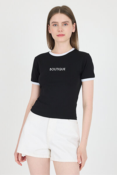 Rays Μαύρο μπλουζάκι με στάμπα με βαμβακερή λεπτή εφαρμογή 9192M