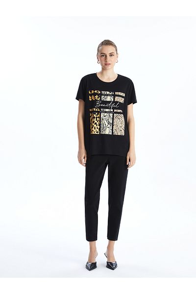 LC Waikiki Tricou de damă cu imprimeu cu gât crew
