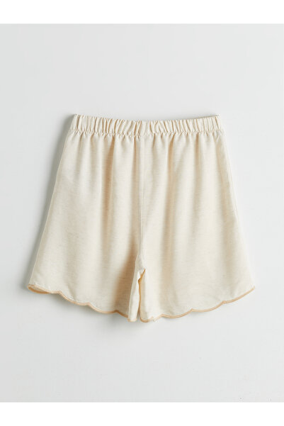 LC Waikiki Dívčí šortky s elastickým pasem a plisovanou lněnou směsí