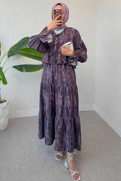 DPARİS Ethnic Pattern Double Suit with Elastic Waist