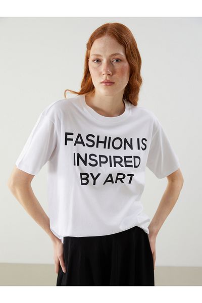 LC Waikiki Tricou de damă oversize cu imprimeu cu gât crew
