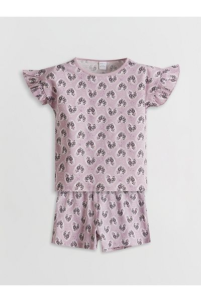 LC Waikiki Mädchen-Pyjama-Set mit Rundhalsausschnitt und Shorts