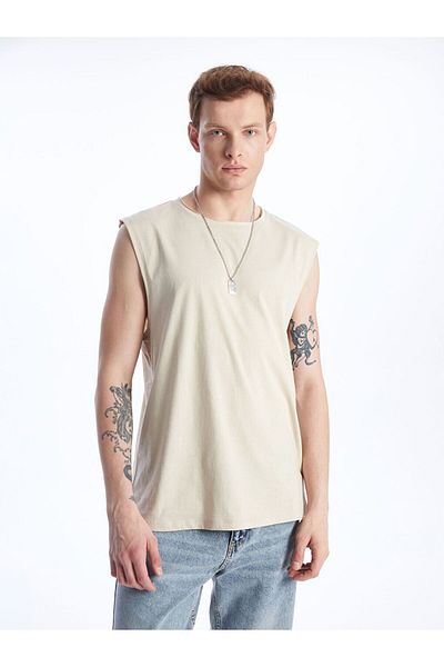 LC Waikiki Beige Crew Neck Men's Sleeveless T-Shirt