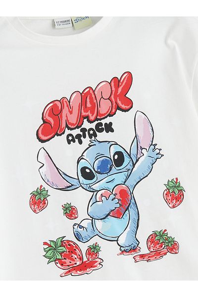 LC Waikiki Crew Neck Stitch Printed Girl's T-Shirt