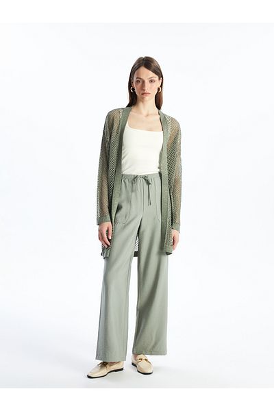 LC Waikiki Shawl Collar Shiny Looking Long Sleeve Women Knitwear Cardigan