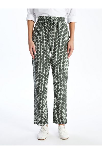 LC Waikiki Comfortable Fit Patterned Maternity Pants with Elastic Waist