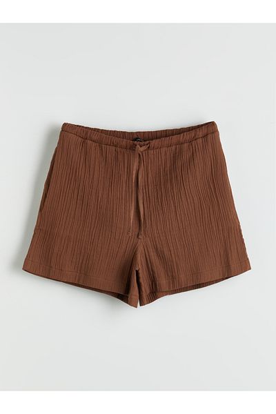 LC Waikiki Elastic Waist Textured Muslin Women's Shorts