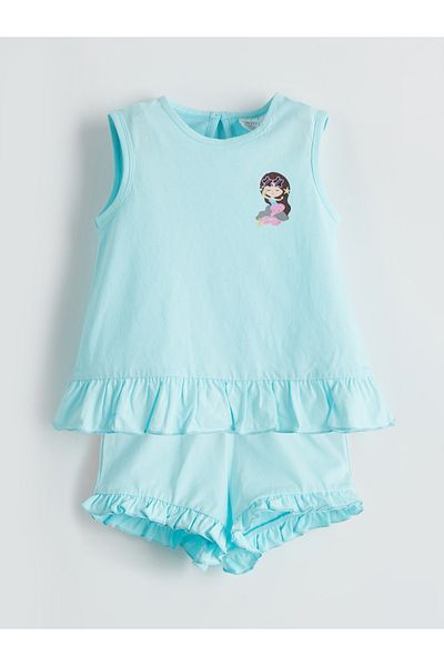 LC Waikiki Crew Neck Baby Girl Blouse and Shorts 2-Piece