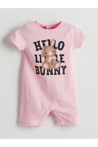 LC Waikiki Crew Neck Printed Baby Girl Jumpsuit