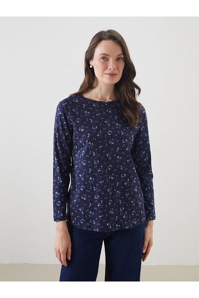 LC Waikiki Blumenbluse für Damen mit Rundhalsausschnitt