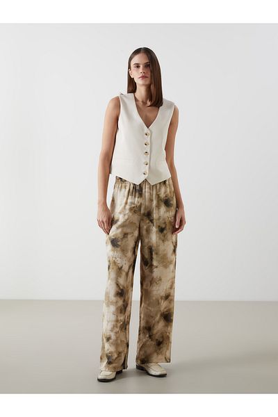 LC Waikiki V-Neck Linen Blended Women's Classic Vest