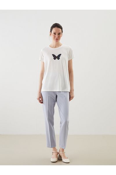 LC Waikiki Crew Neck Butterfly Printed Women's T-Shirt