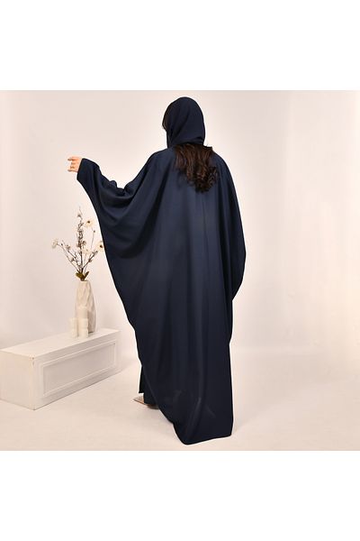 Beyond Navy blue crepe wrap abaya with a quarter bisht