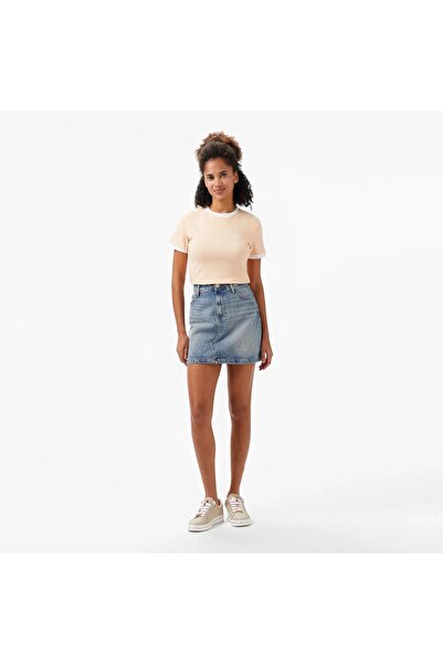 Guess Marigold Rib Ss Tee Women's Pink T-Shirt V5Gp08Kcrn2-G6J4