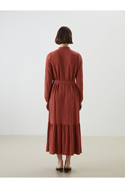 LC Waikiki Dámské mušelínové šaty s límečkem LCWAIKIKI Classic Orange