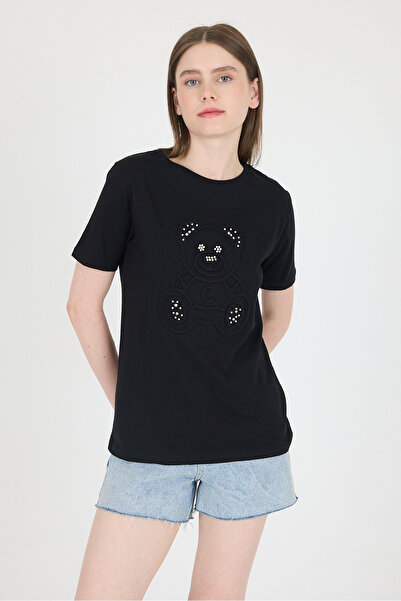 Rays تي شيرت أسود منقوش على شكل دمية دب 25221