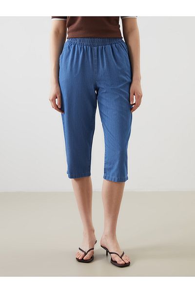 LC Waikiki Women's Jean Capri with Elastic Waist