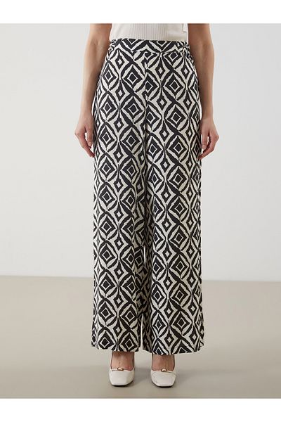 LC Waikiki Patterned Women's Trousers with Elastic Waist