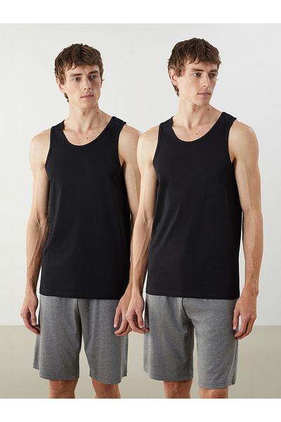 LC Waikiki U-Neck Combed Cotton Men's Undershirt, 2-pack