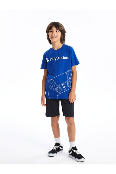 LC Waikiki Lcw Crew Neck Printed Boys' T-Shirt and Shorts