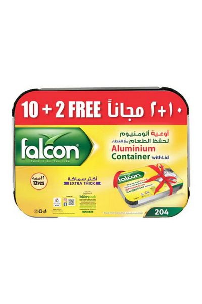 Falcon Aluminium Container With Lid 204 – 660ml – 10pcs – Food-grade & Recyclable