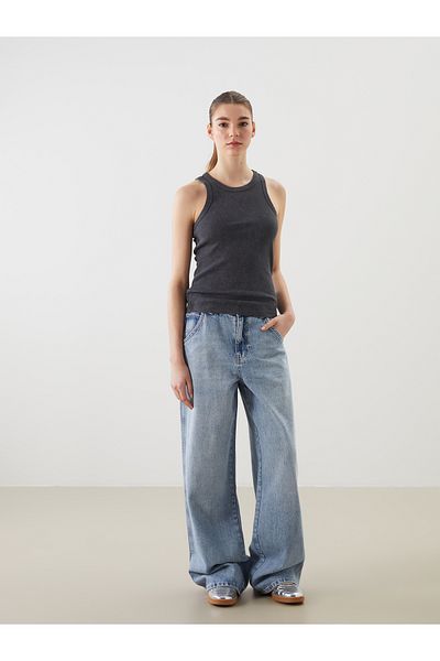 LC Waikiki Pantaloni de damă în jean Wideleg