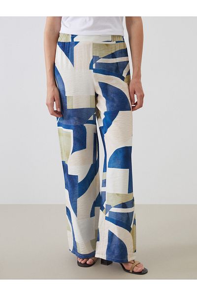 LC Waikiki Patterned Women's Trousers with Elastic Waist