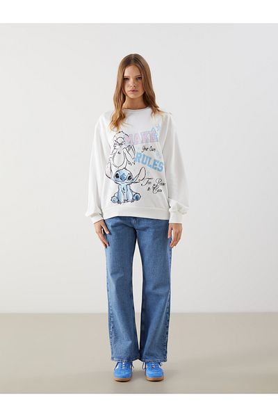 LC Waikiki Lilo & Stitch Printed Oversize Women's Sweatshirt